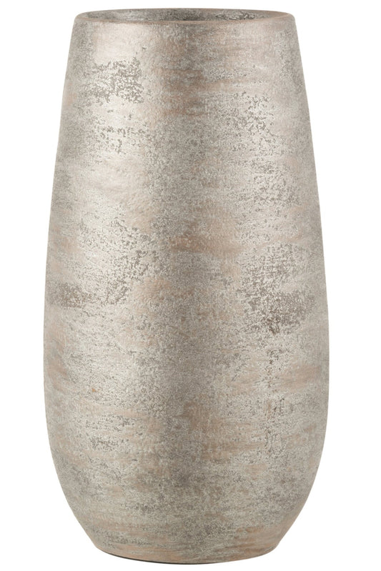 Vase Irregular Rough Ceramic Silver Large