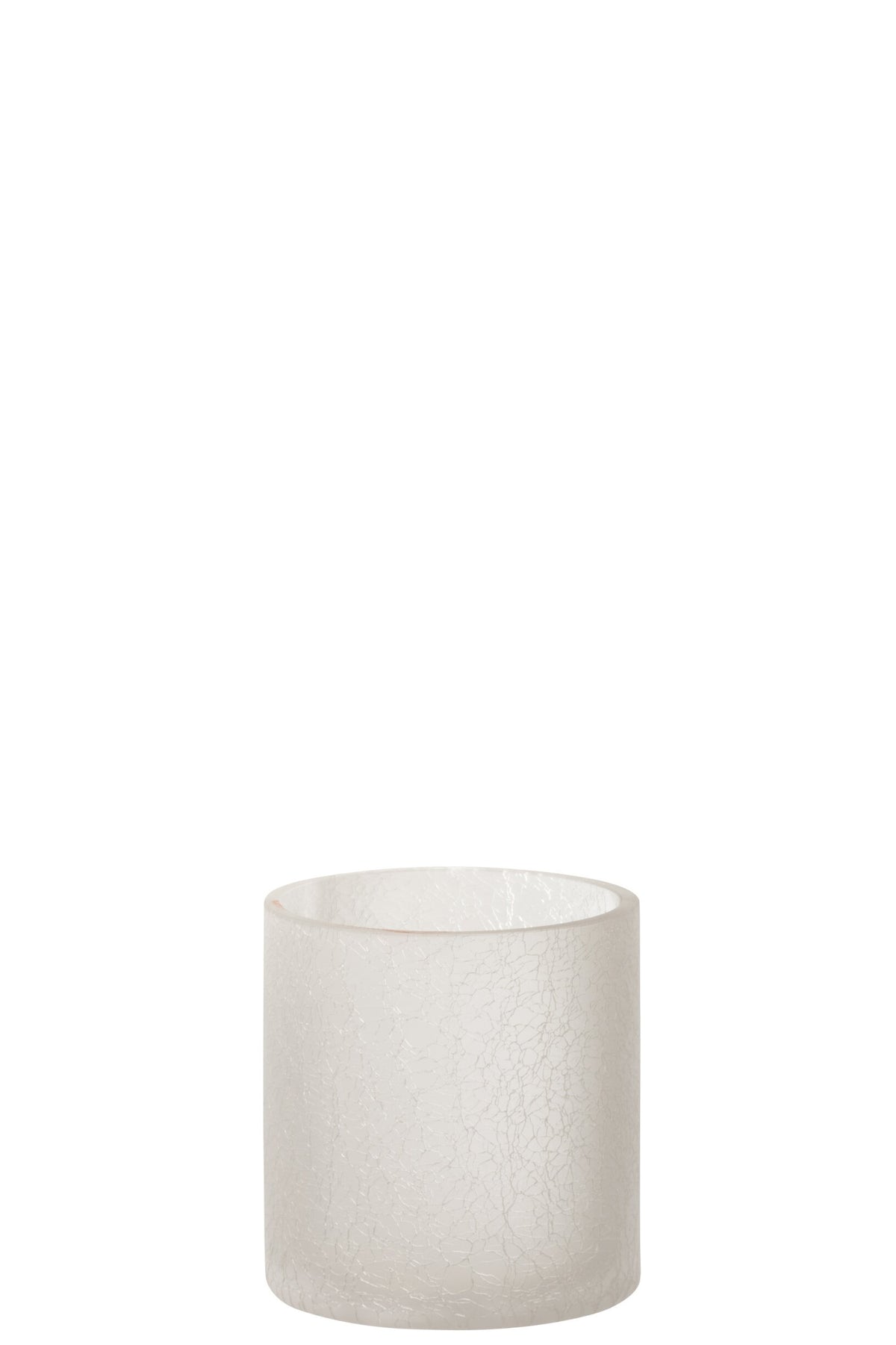 Windlicht Cilinder Craquele Glas Frosted Wit Small