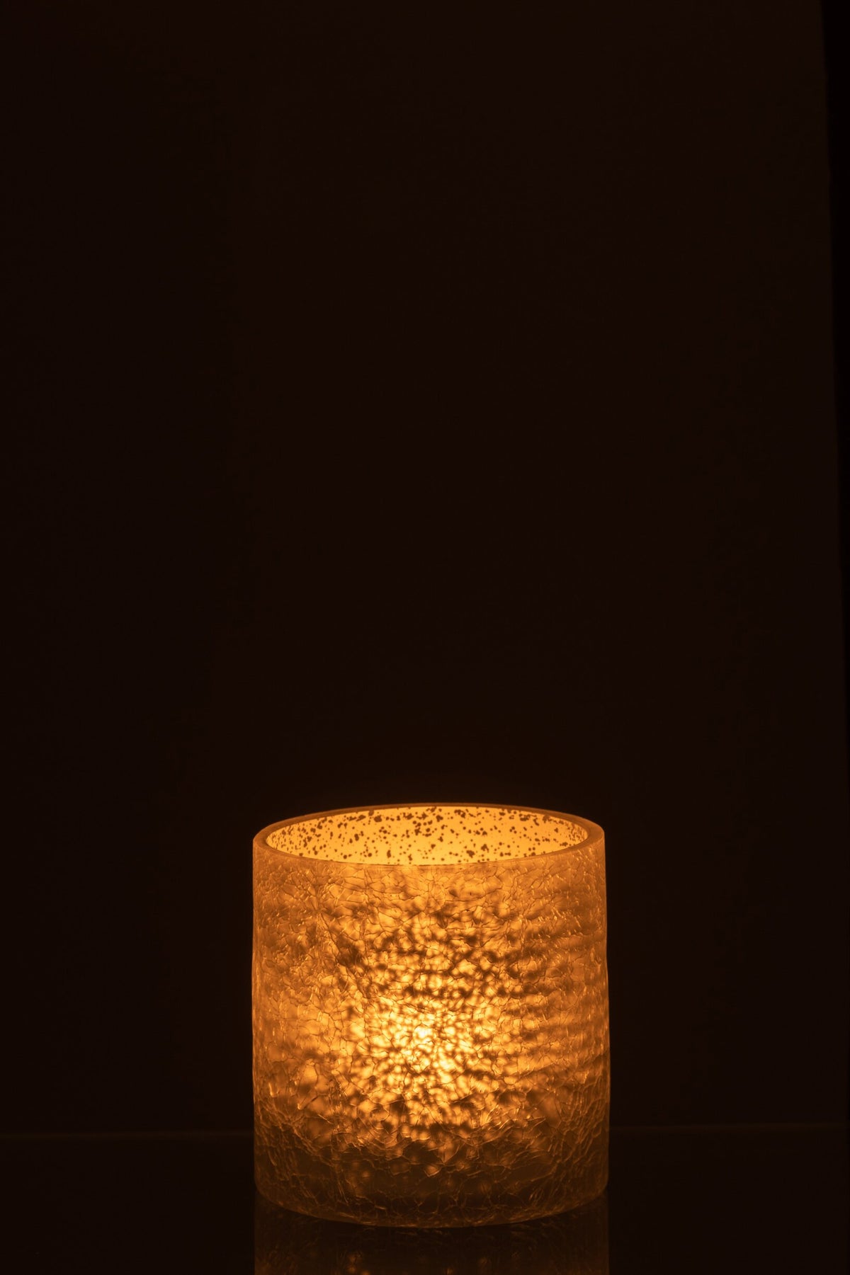 Windlicht Cilinder Craquele Glas Grijs Small