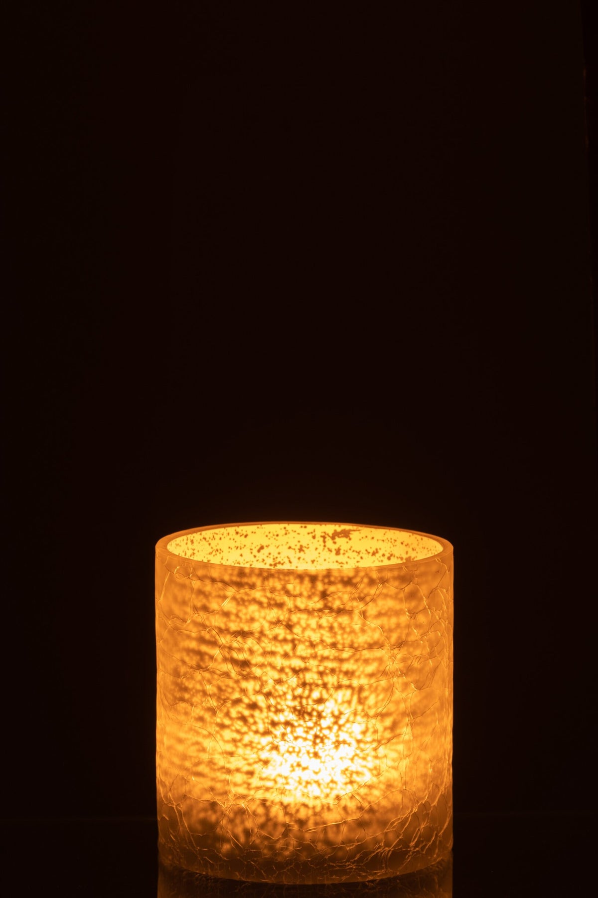 Windlicht Cilinder Craquele Glas Grijs Medium