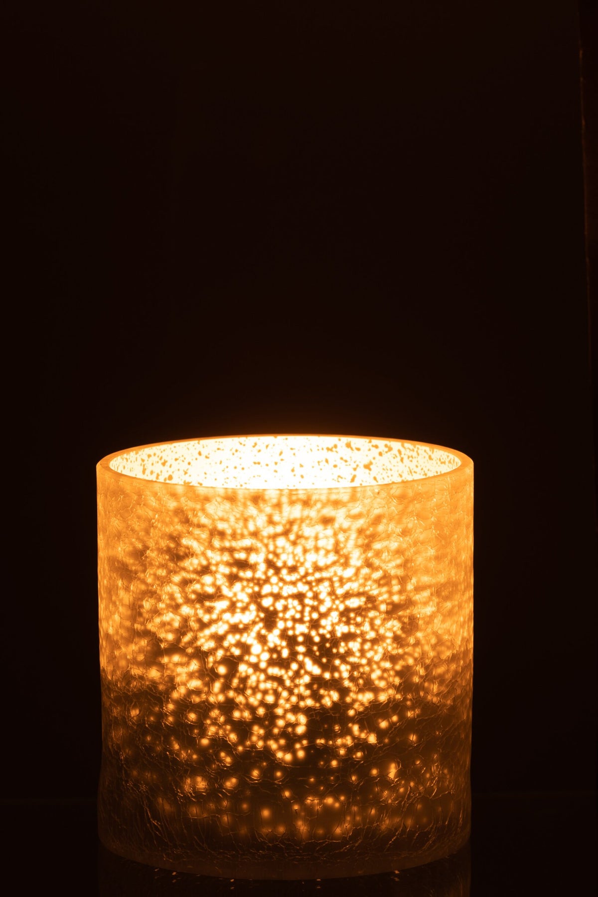 Windlicht Cilinder Craquele Glas Grijs Large