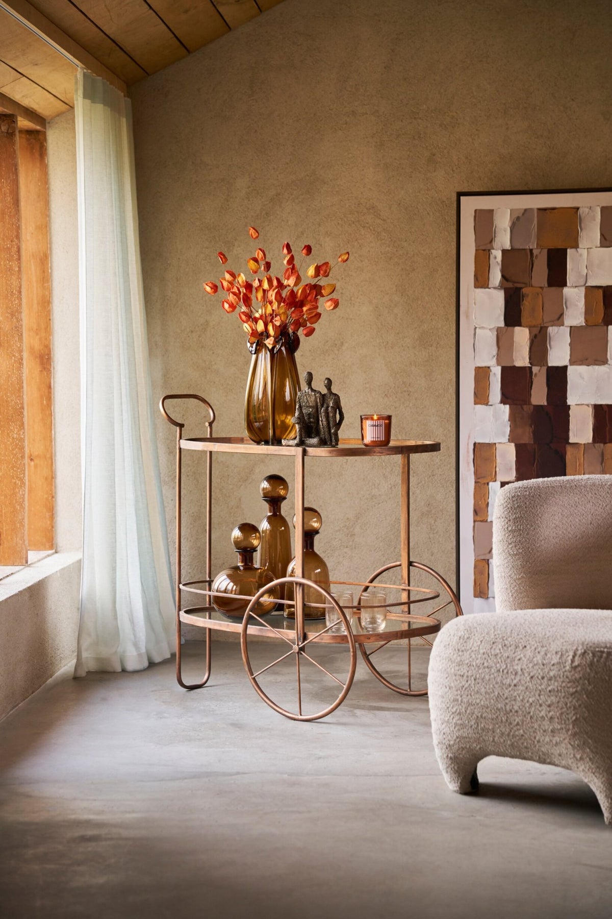 Bottle+Plug Regular Decorative Round Glass Brown