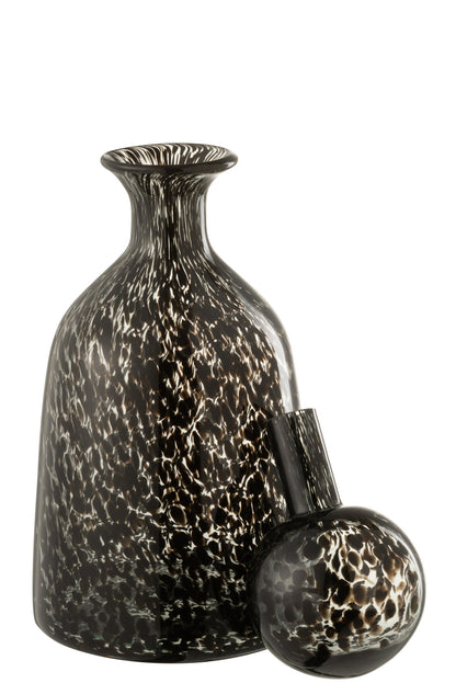 Bottle+Plug Dot Decorative Low Glass Black Small