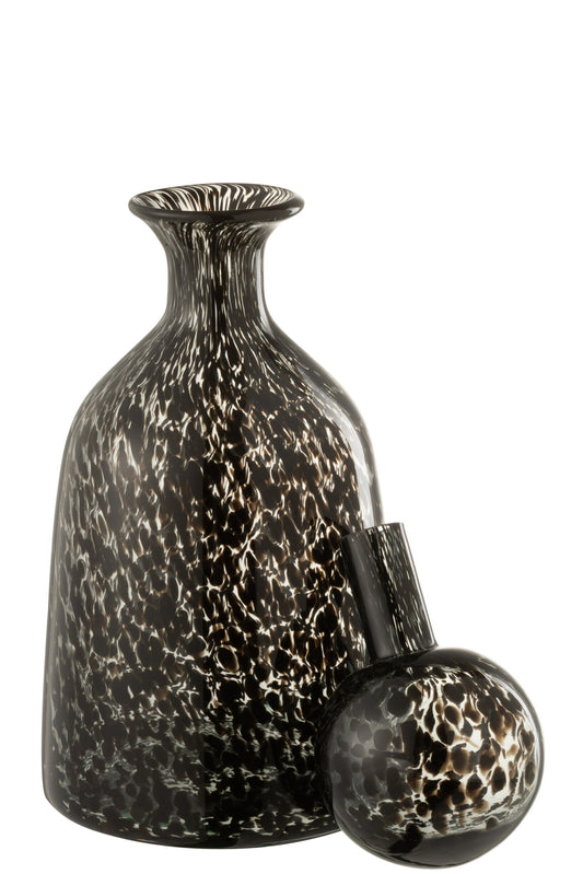 Bottle+Plug Dot Decorative Low Glass Black Small
