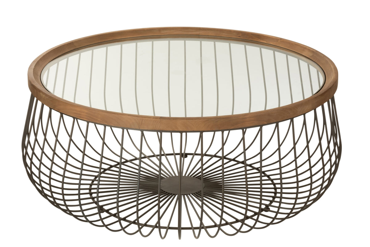 Set Of 2 Coffee Table Round Metal/Glass Black