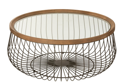 Set Of 2 Coffee Table Round Metal/Glass Black