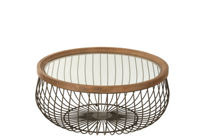 Set Of 2 Coffee Table Round Metal/Glass Black