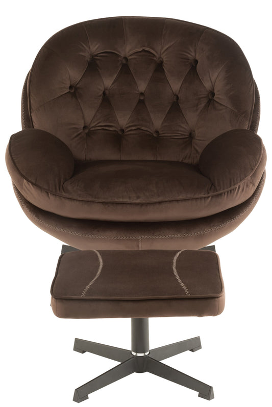 Relax Sofa+ Footstool Metal/Textile Dark Brown