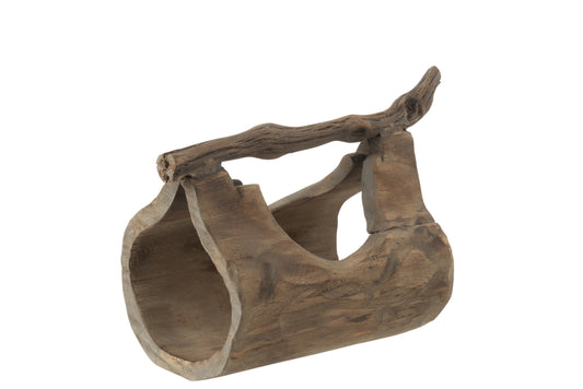 Decoration Trunk With Handle Wood Natural Large