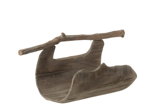 Decoration Half Trunk With Handle Wood Natural