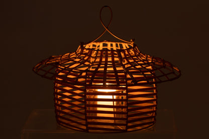 Windlicht Hangend Laag Rattan Naturel
