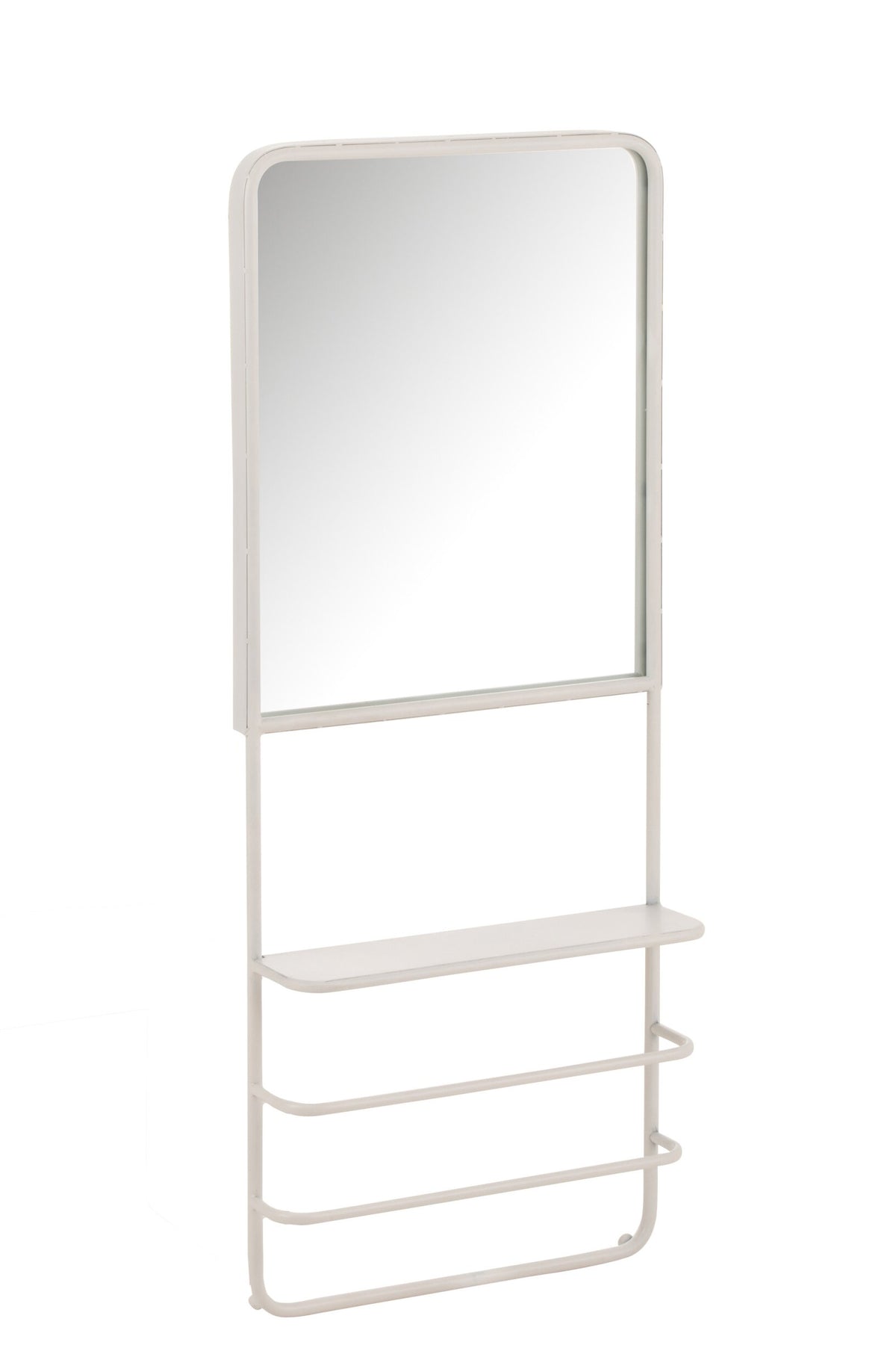 Hanging Rack With Mirror Metal/Glass White