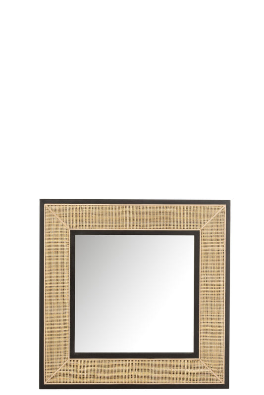 Mirror Molly Exotic Wood / Black Rattan Small