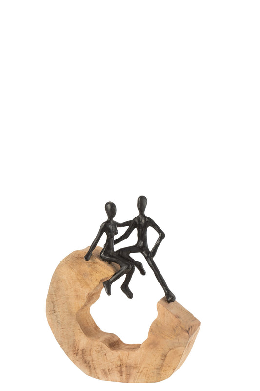 Figure Couple Sit Mango Wood/Aluminium Black