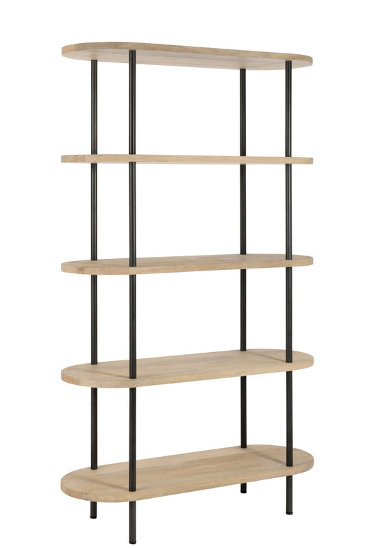 Rack Eli 5shelves Mango Wood/Iron Natural/Grey