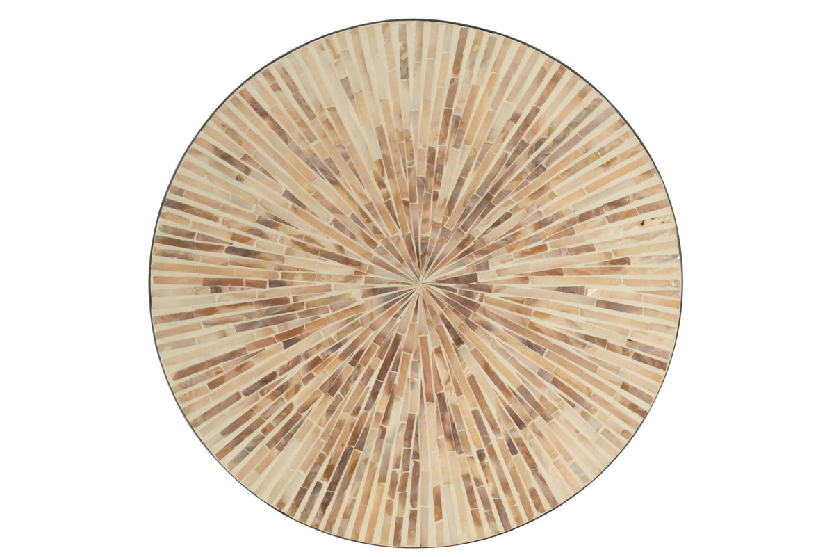 Plateau Nuye rond coquillages/papier beige