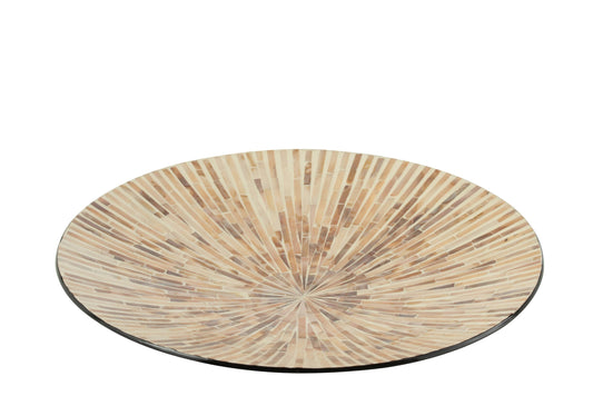 Dienblad Nuye rond schelpen/papier beige