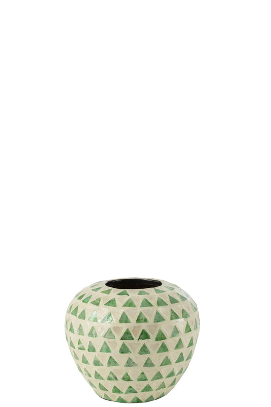 Vase Nuye Ball Shells/Bamboo Green