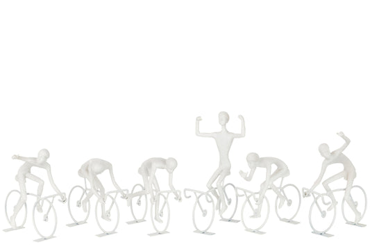 Cyclists Poly White Large Assortment Of 6