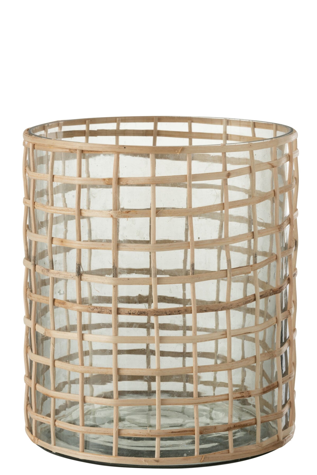 Windlicht Violet Breed Glas/Riet Naturel