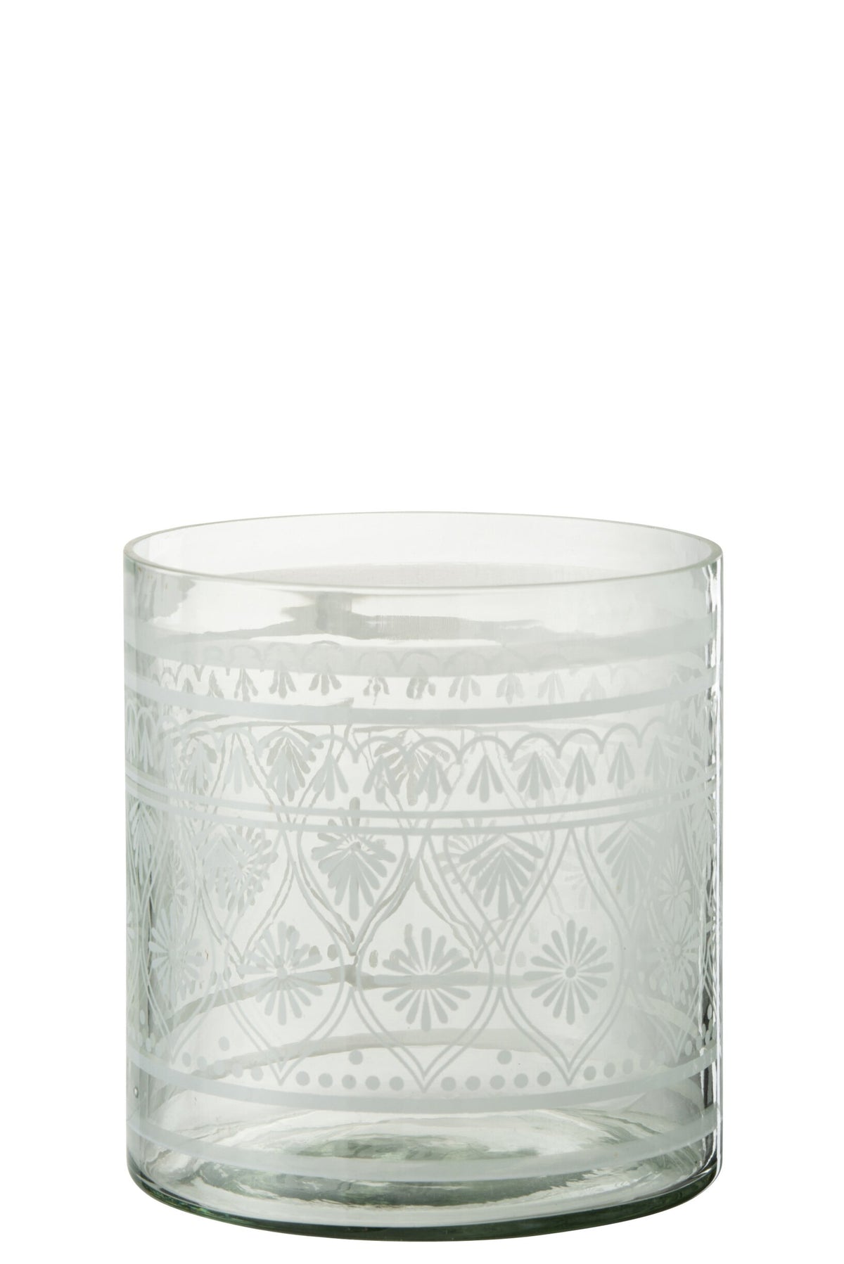 Windlicht Patroon Glas Transparant/Wit Large