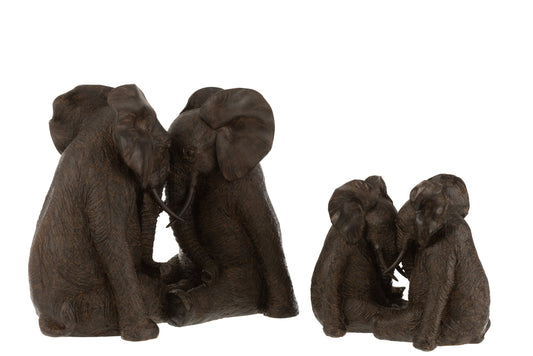 Couple Elephant Poly Dark Brown Large