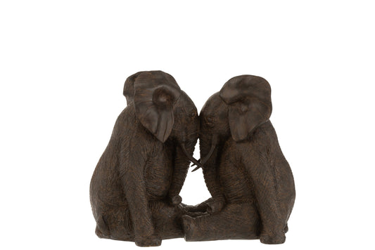 Couple Elephant Poly Dark Brown Large