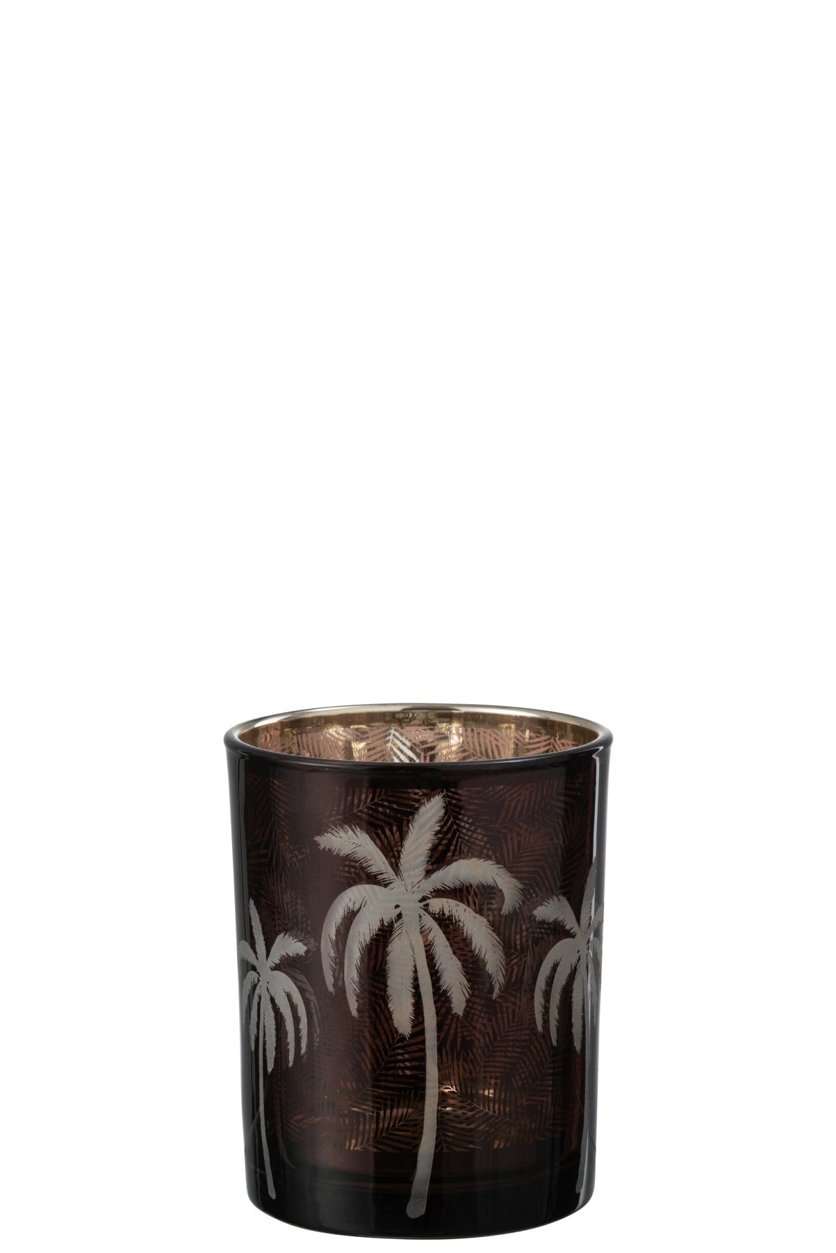 Windlicht Palmboom Glas Bruin Medium