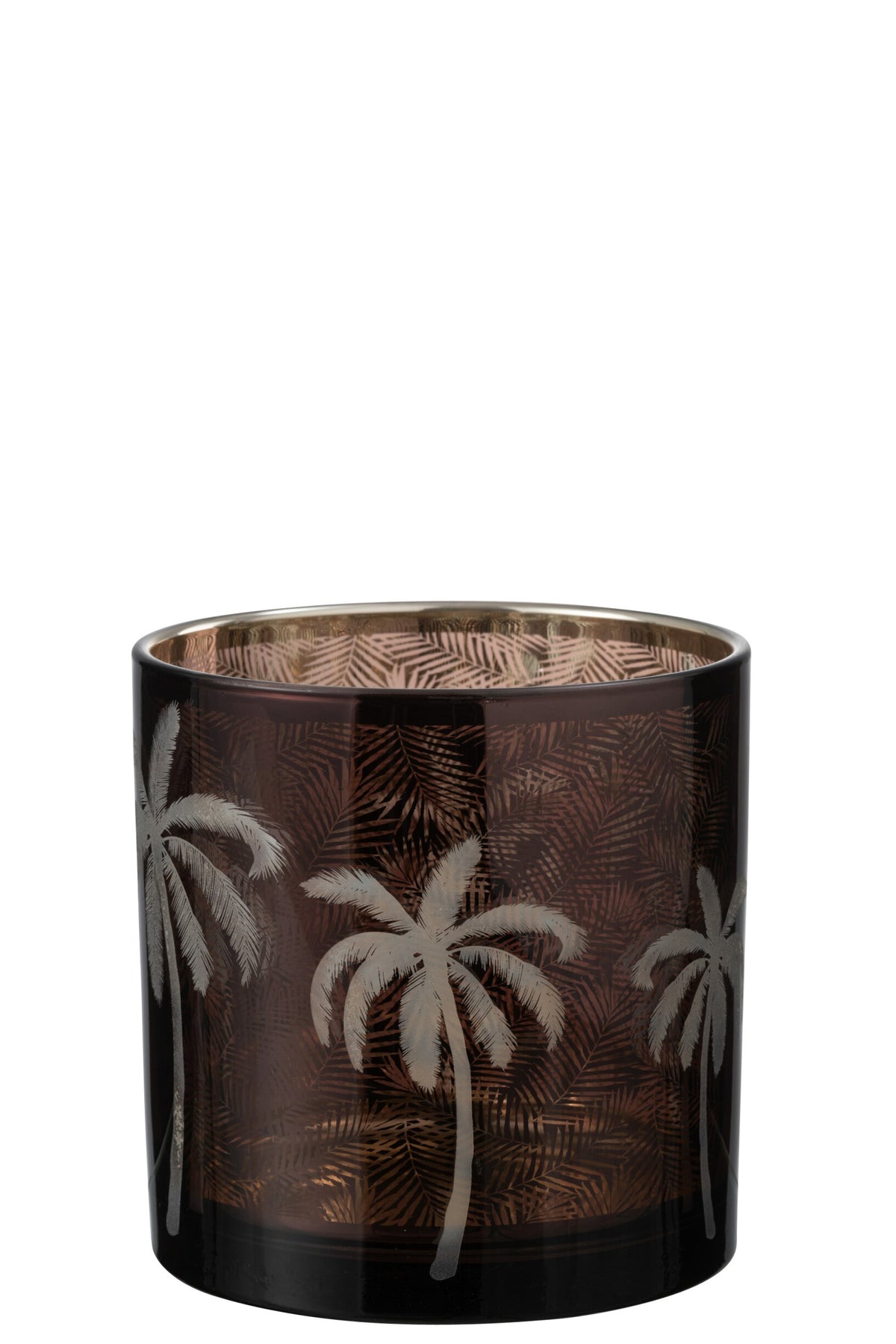 Windlicht Palmboom Glas Bruin Large