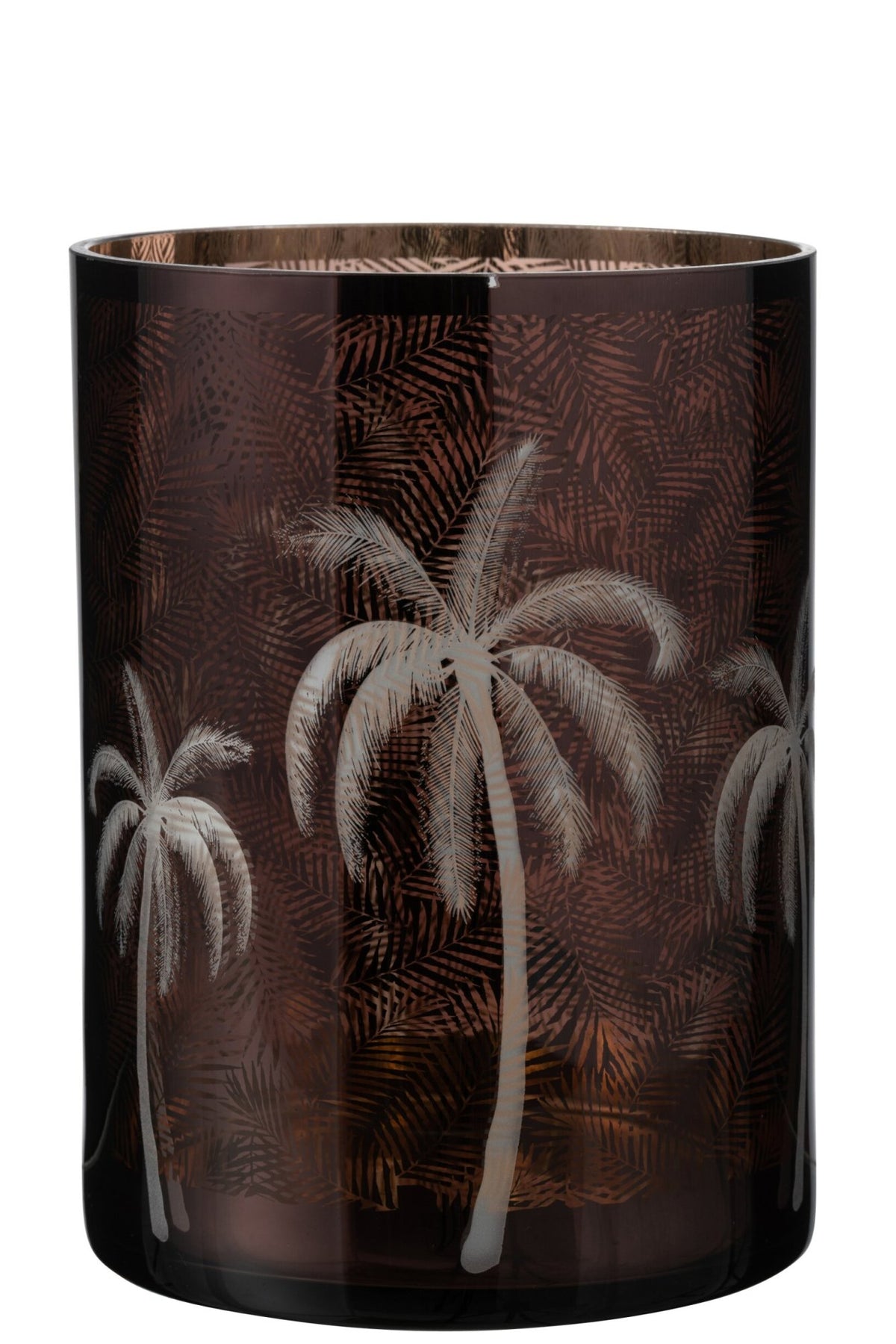 Windlicht Palmboom Glas Bruin Xlarge