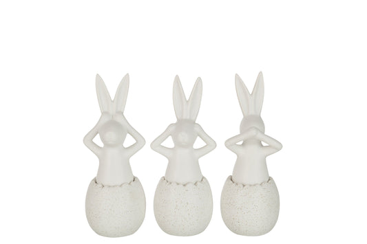 Rabbit See/Hear/Speak No Evil Ceramic White Small Assortment Of 3