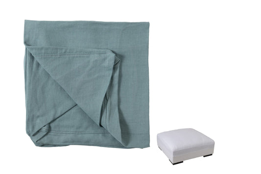 Cover For Pouf Monaco Linen Jeans Blue