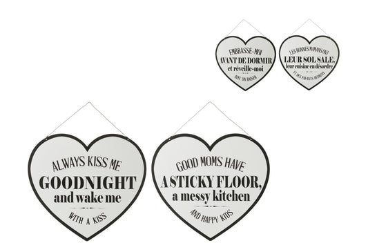 Placard Texts English/French Metal White/Black Assortment Of 2