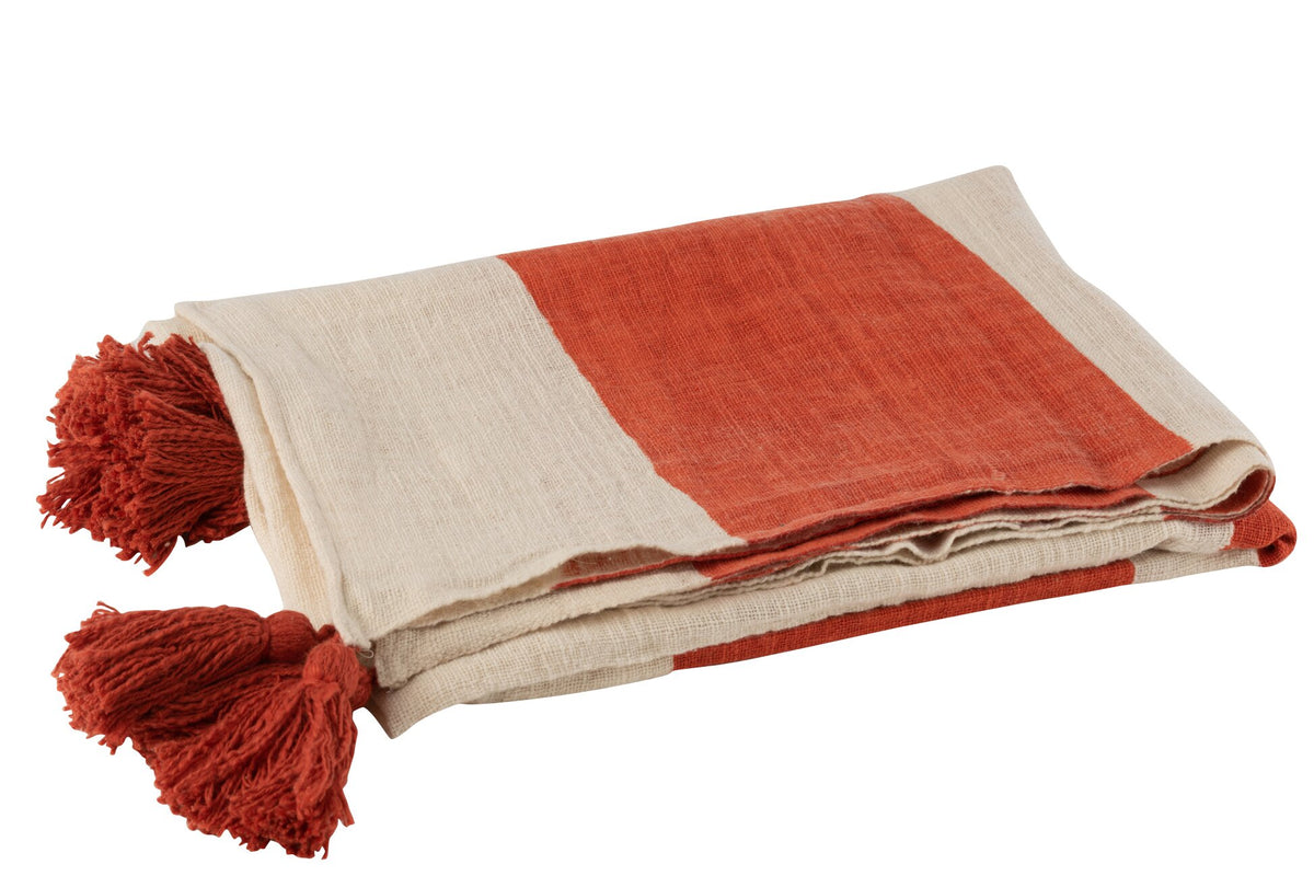 Plaid Beach Grooves Cotton Coral