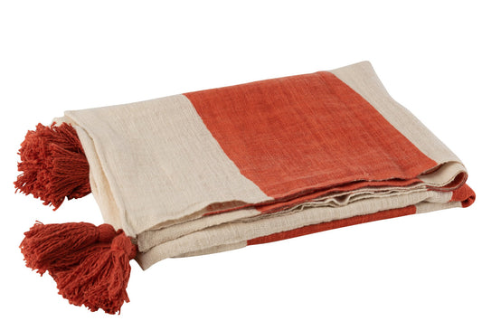 Plaid Beach Grooves Cotton Coral