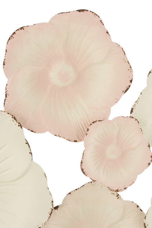 Wall Deco Flowers Metal Pink/White