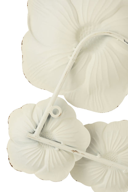 Wall Deco Flowers Metal Pink/White