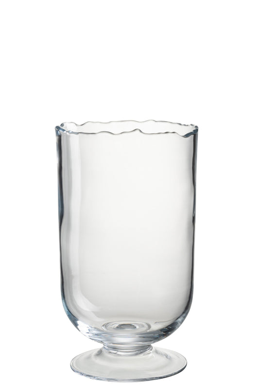 Windlicht Op Voet Onregelmatige Rand Glas Transparant Small