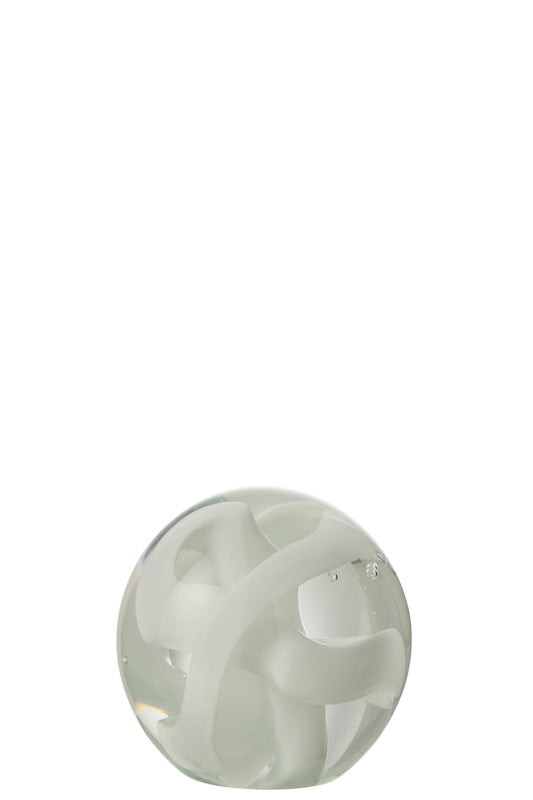 Paperweight Garland Glass White Small