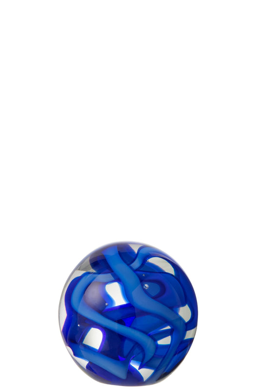 Paperweight Garland Glass Blue Small