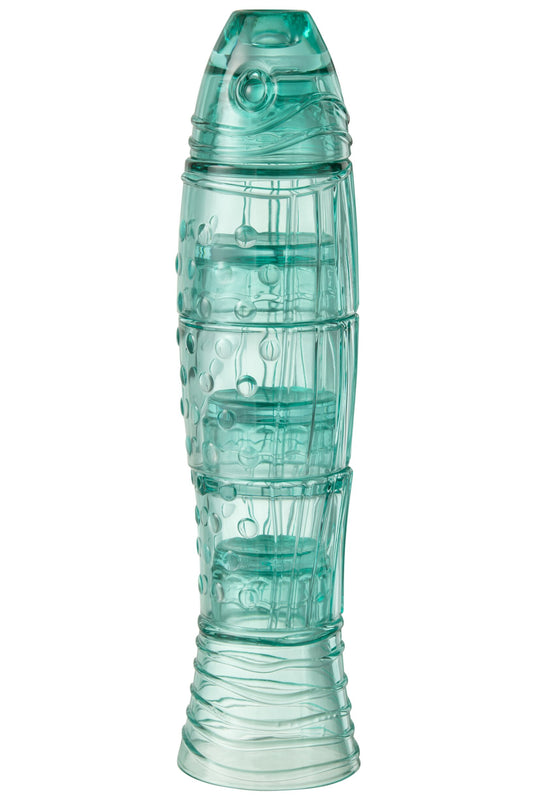Vis koppen glas azuur blauw