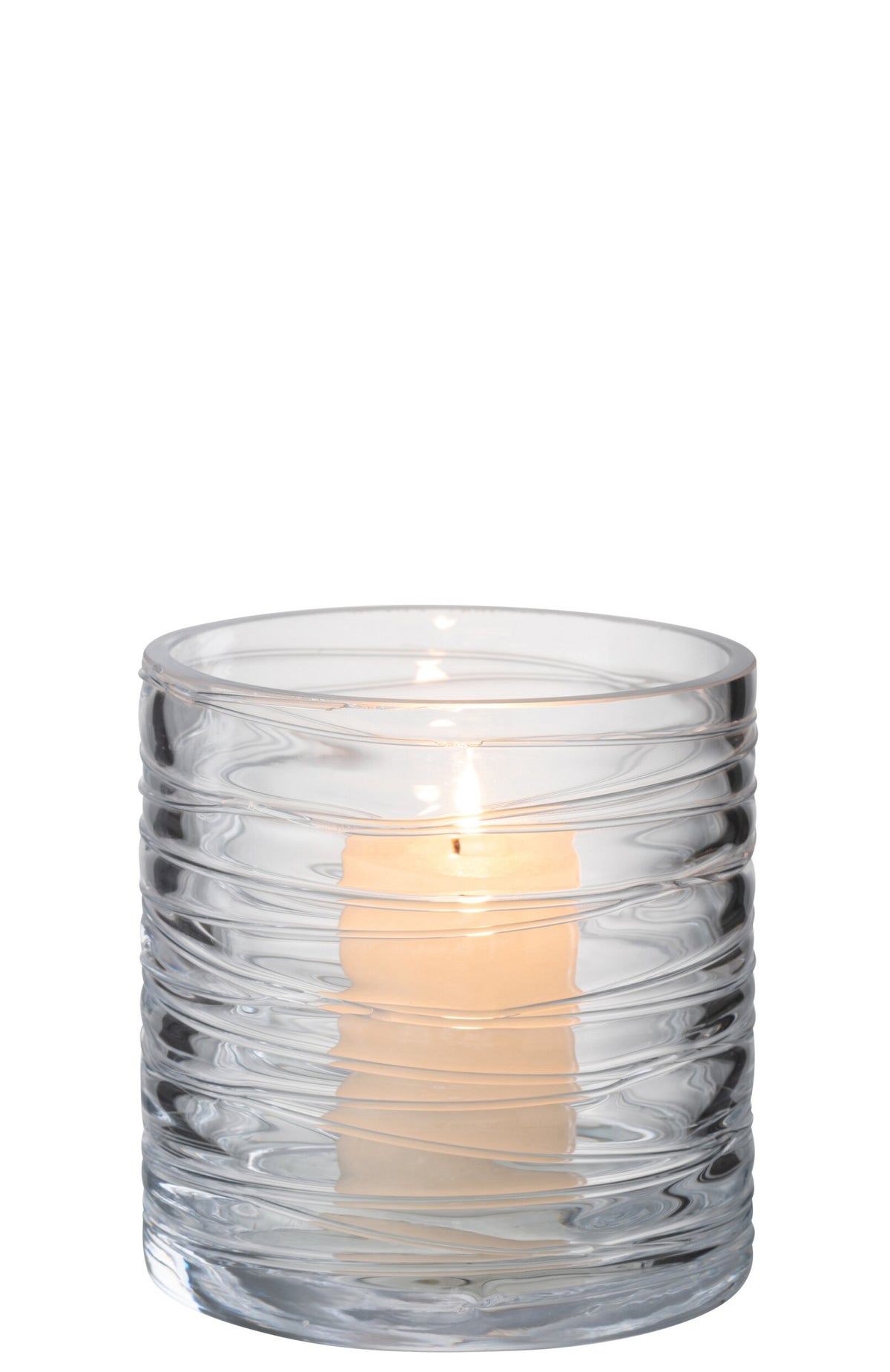 Windlicht Strepen Glas Transparant Small