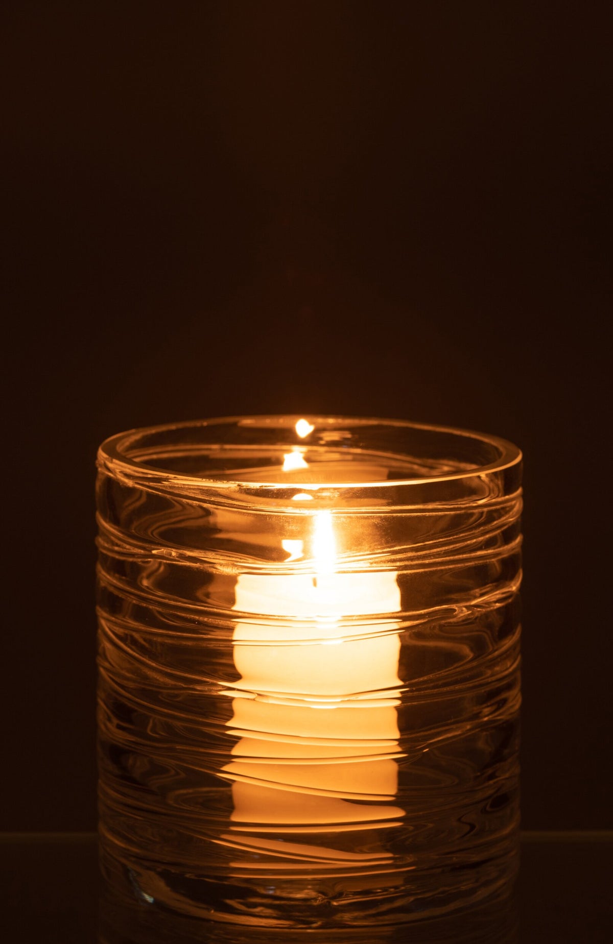 Windlicht Strepen Glas Transparant Small