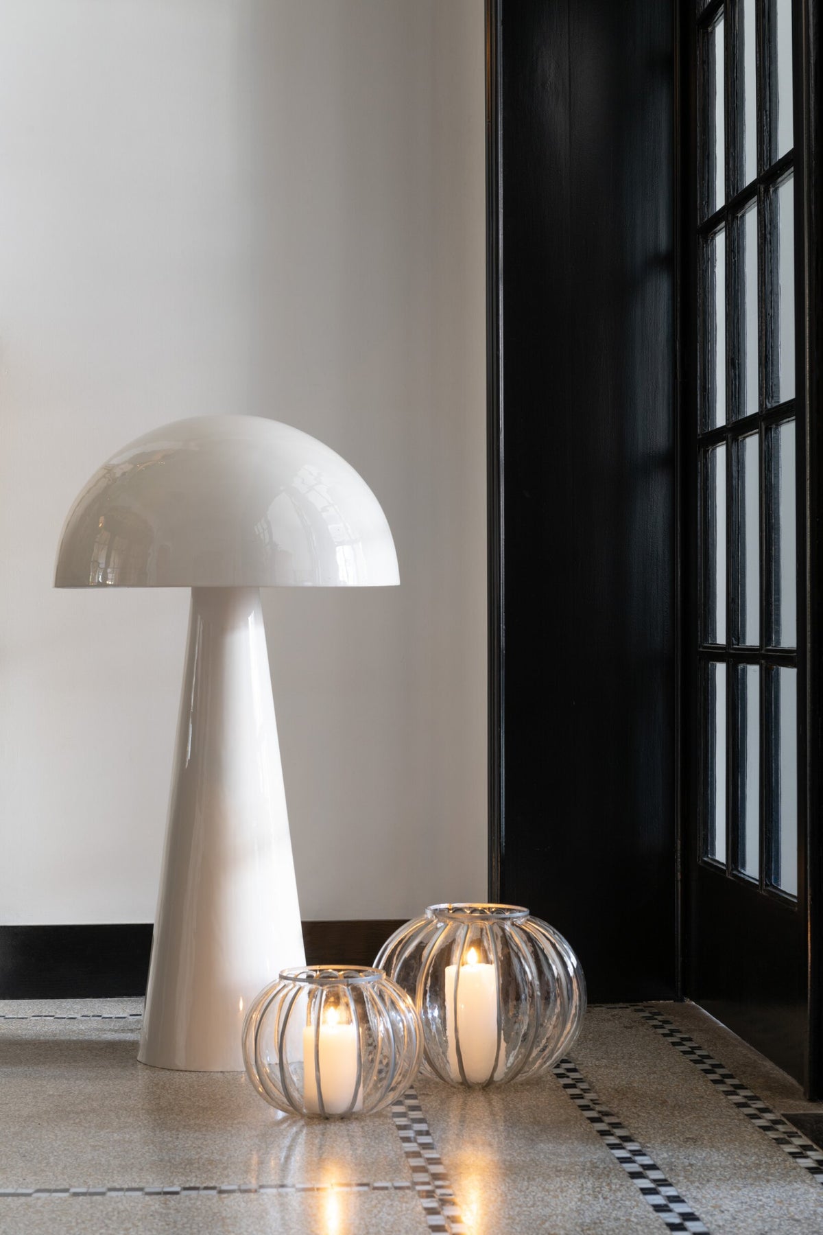 Windlicht Strepen Glas Transparant Small