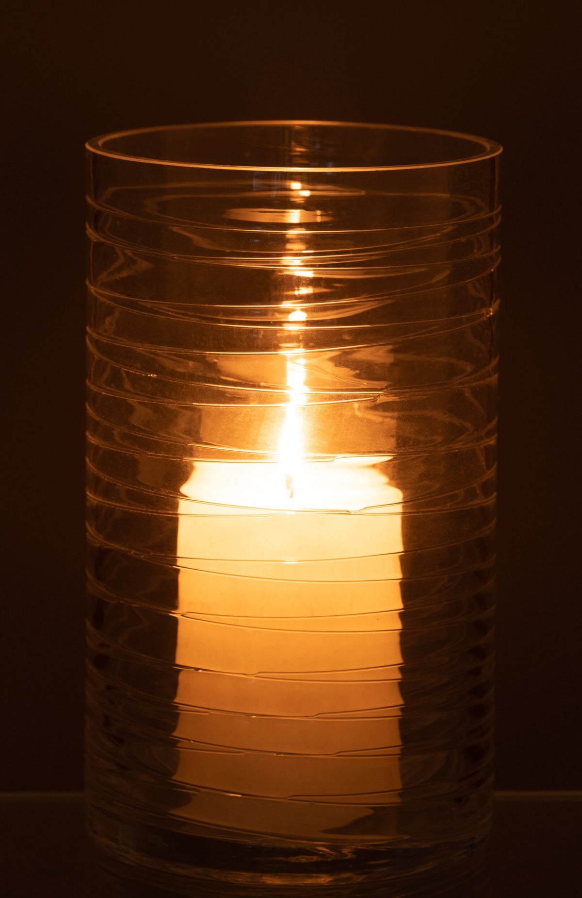 Windlicht Strepen Glas Transparant Large
