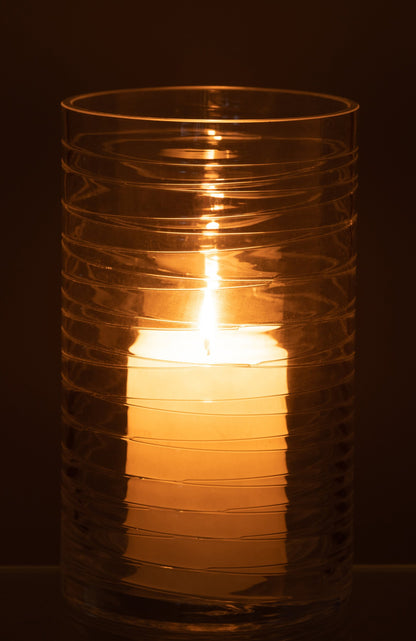 Windlicht Strepen Glas Transparant Large