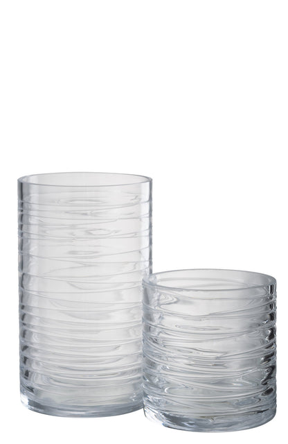 Windlicht Strepen Glas Transparant Large