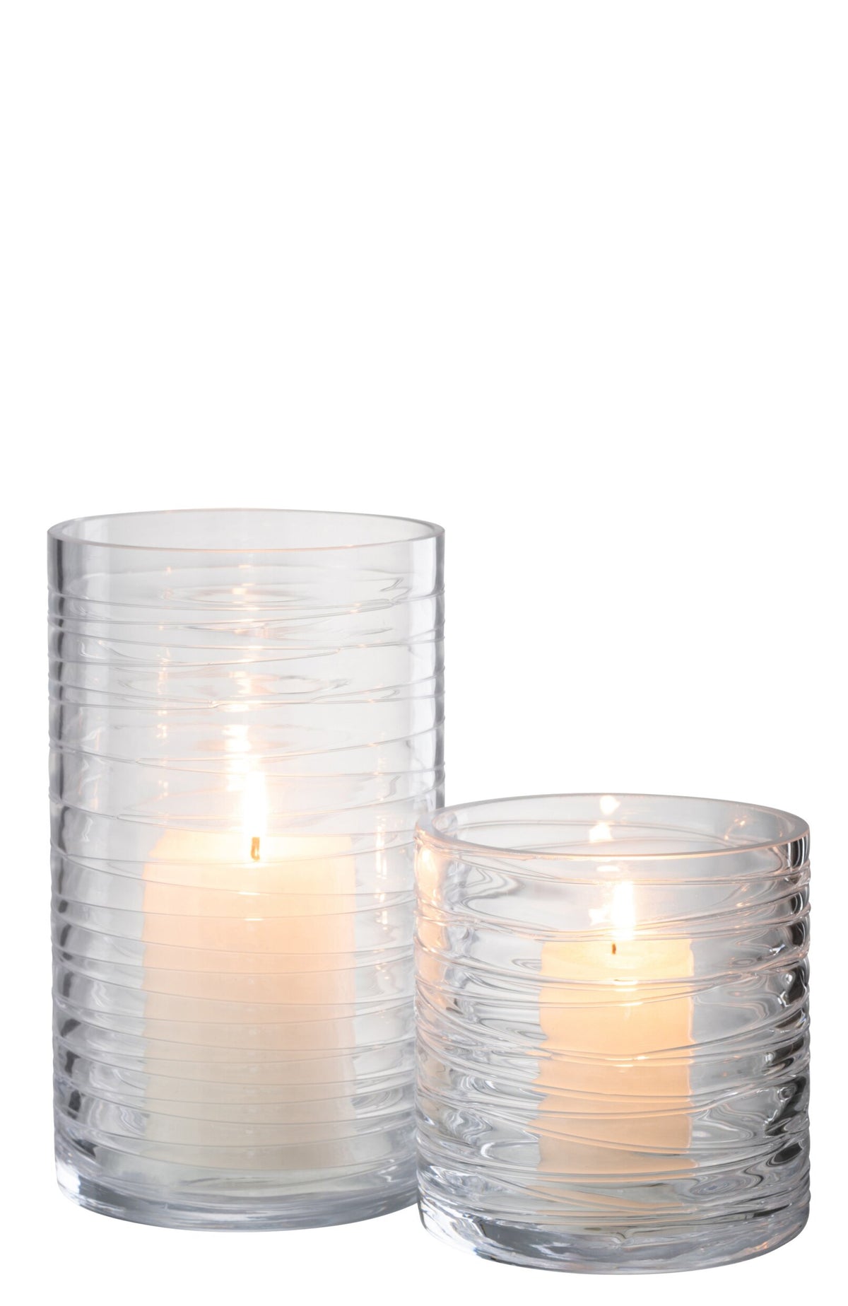 Windlicht Strepen Glas Transparant Large