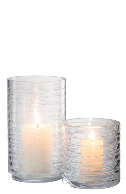 Windlicht Strepen Glas Transparant Large