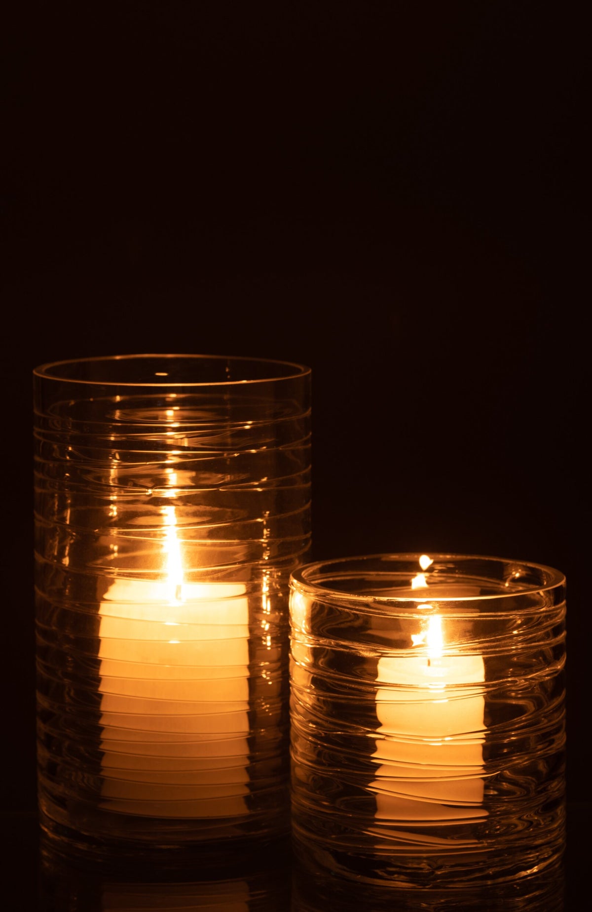 Windlicht Strepen Glas Transparant Large